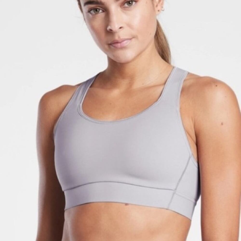 Athleta Hustle Sports Bra Supersonic Muted Lilac Mesh Racerback Size 32B/C